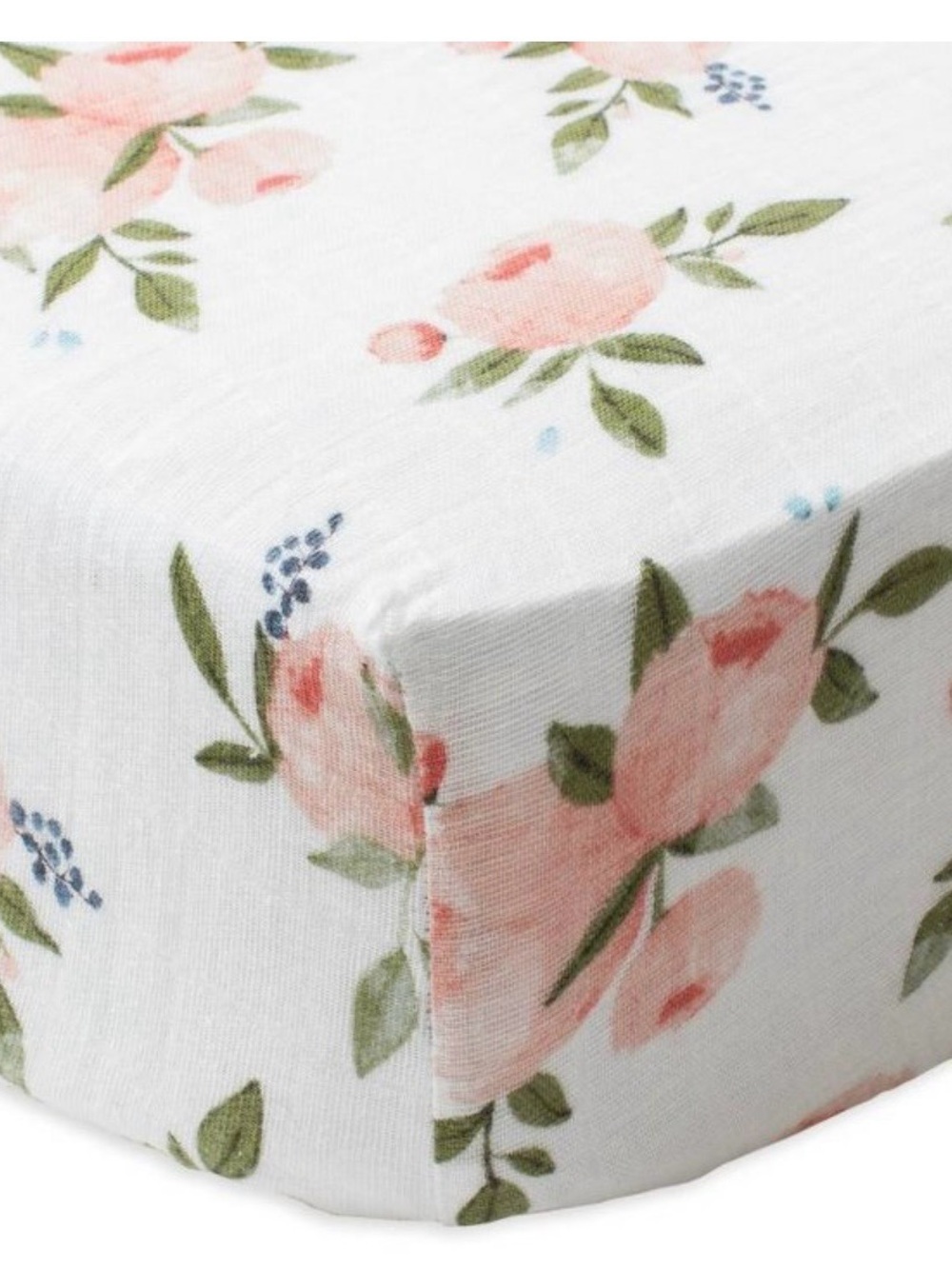 Little Unicorn Watercolor Roses Muslin Fitted Crib Sheet